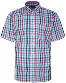 KAM Short Sleeve Gingham Shirt Multi 